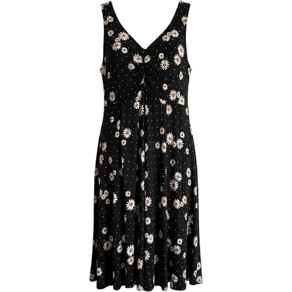 torrid Dresses & Skirts - Torrid Black Daisy Polka Dot Sleeveless Skater Dress Womens 1 Plus Sunflower